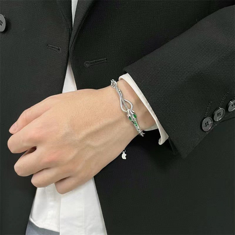 Brazalete de acero de titanio de empalme apilado de doble capa al por mayor